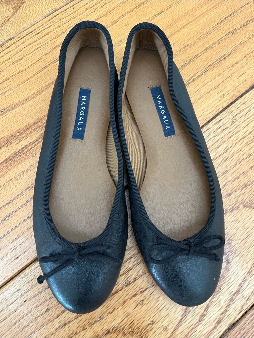 Margaux Demi Ballet Flat in Black Napa, size 36, 6 US